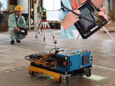 墨出しロボットとの連携(写真:日立プラントサービス)