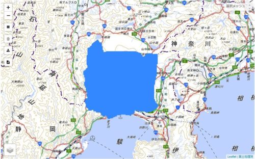 「静岡県 富士山および静岡東部」のカバー範囲（特記以外の資料：G空間情報センターのデータより）
