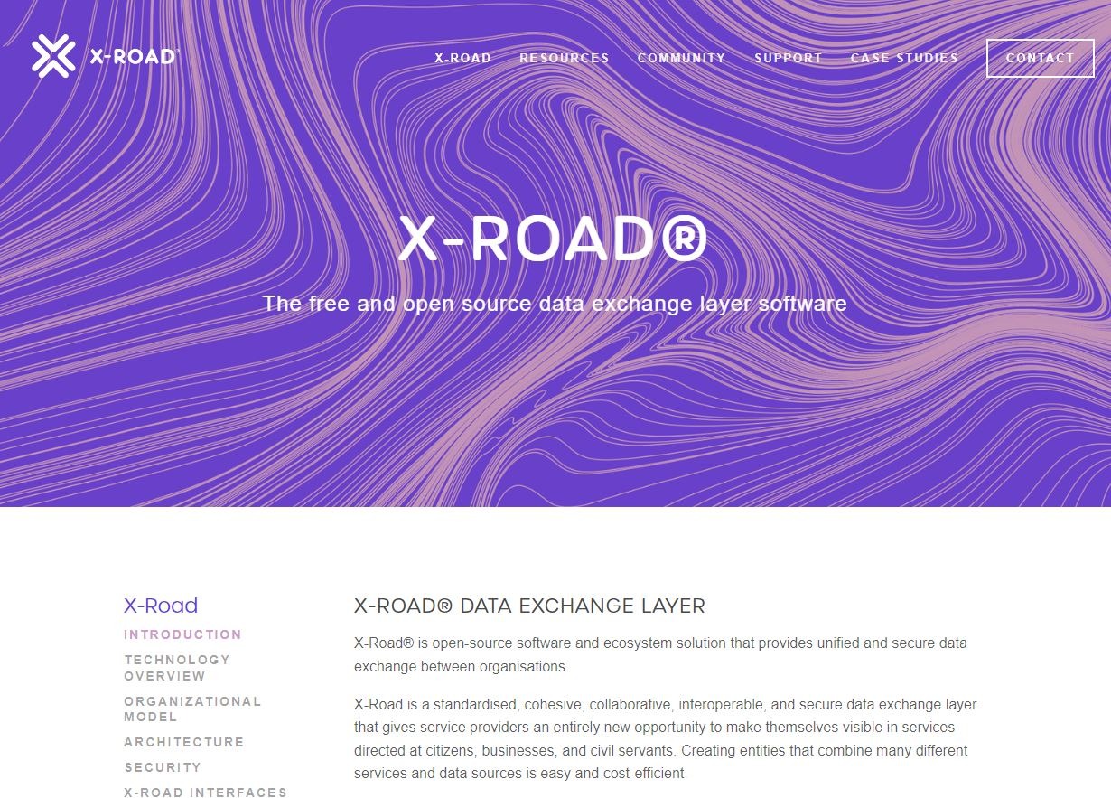 X-ROADのウェブサイト（資料：NORDIC INSTITUTE FOR INTEROPERABILITY SOLUTIONS）