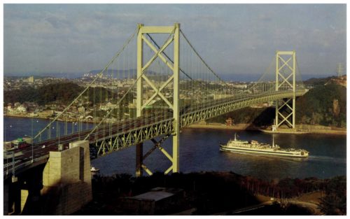 1973年、開通当時の関門橋（以下の写真、資料：特記以外はIHI、IHIインフラシステム）