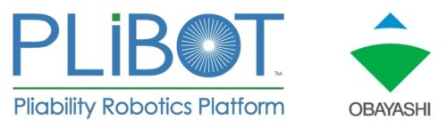 新会社「PLiBOT」の社名ロゴ（左）。色は大林組のコーポレートマーク（右）を踏襲している（特記の資料、写真：大林組）