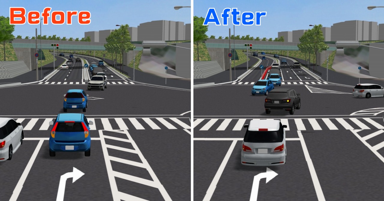 VRを活用した交差点改良計画の例（資料：フォーラムエイト）