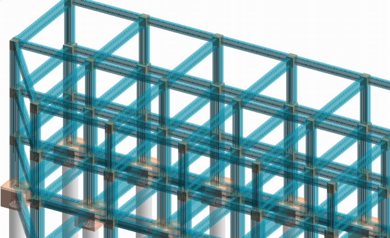 建物全体柱や梁に、配筋BIMモデルを自動作成