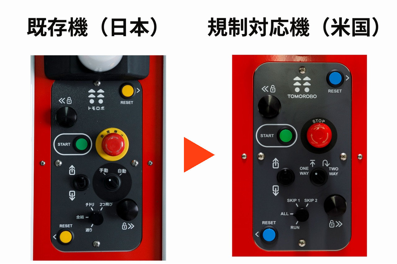 操作盤の表記も完全に英語化したほか、リセットボタンの色なども変えた
