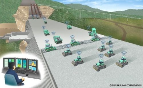 A4CSELによる自動化施工を行う成瀬ダムのイメージ（以下の資料、写真：鹿島）