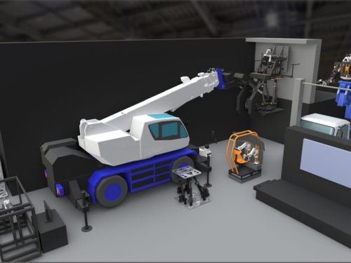 プラットフォームによる鋼製ブラケットの設置作業イメージ