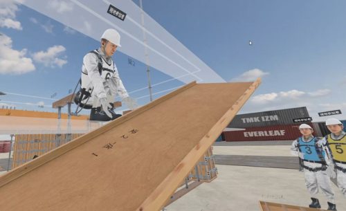 型枠部材の受け渡し作業