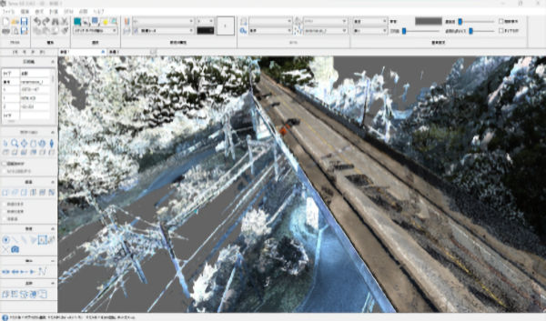 点群処理から2次元図面化までを一気通貫で行える「Terra 3D CAD」の画面(以下の資料、写真:テラドローン)
