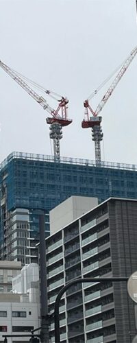 躯体工事中にスターリンクによりインターネットが使える超高層ビル「パークタワー大阪堂島浜」の現場(以下の写真、資料:古野電気)