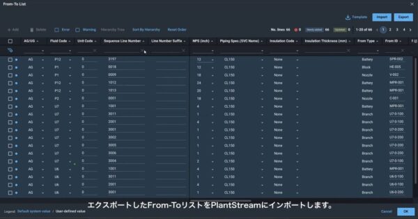From-ToリストをPlantStreamに読み込んだところ