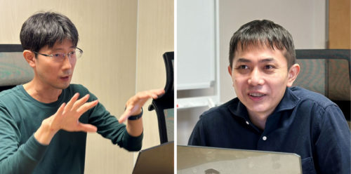 Lightning BIMのバージョンアップの苦労を語るプロジェクトマネージャーの高橋律視氏（左）と鎌田寛昭氏（右）