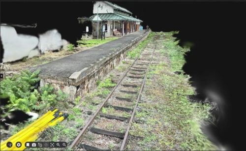 ガウス・スプラティング技術で計測した鉄道駅の3Dデータ