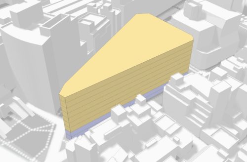 敷地上に作成した建物の原型モデル