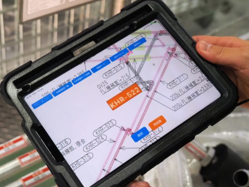 画面上に図面が表示され、その部材が使われる位置がわかる